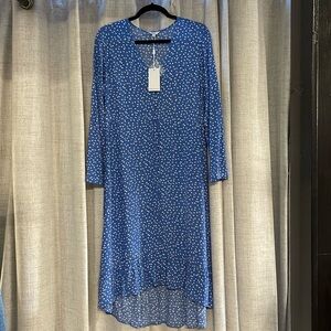 NWT Rails JADE Dress Blue Wisteria White Drawstring Waist Buttons M